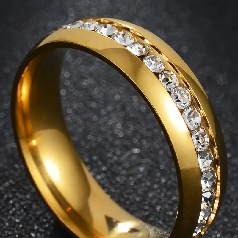 6 мм любовника Свадебные Bague золото серебро Нержавеющая сталь однорядные полная с