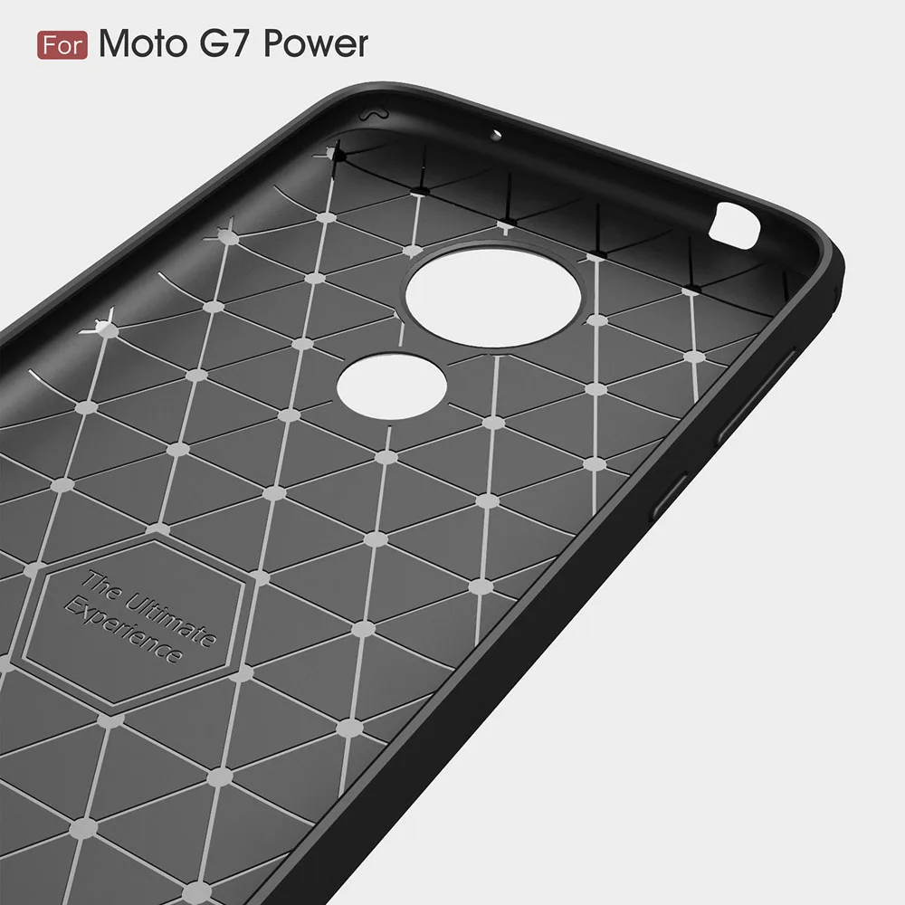 Текстурированный силиконовый чехол из углеродного волокна для Moto G7 power Play Motorola