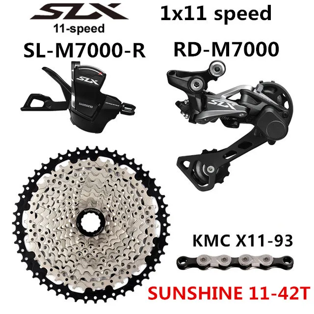 SHIMANO DEORE SLX M7000 комплект горного велосипеда MTB 1x11-Speed 46T 50T SL+ RD+ SUNSHINE+ X11.93 M7000 рычаг переключения передач задний переключатель - Цвет: SUNSHINE 42T X11.93