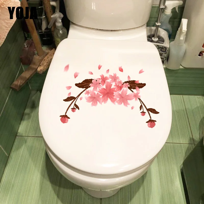 YOJA 24*14.8CM Hand Painted Cherry Blossom Cluster Fresh Kids Room Decor Wall Toilet Sticker T1-0468 | Stickers