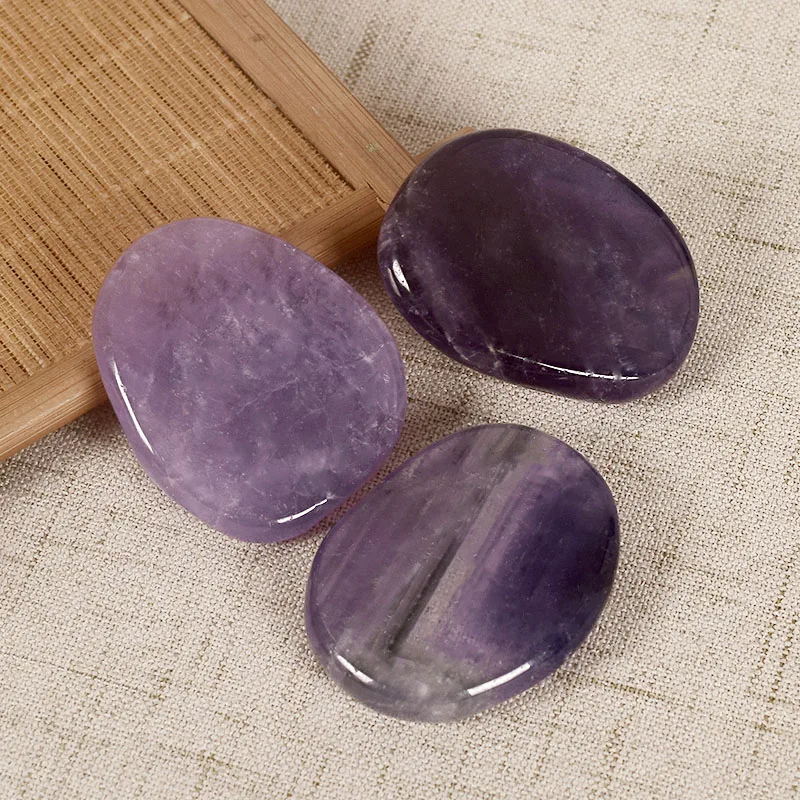 

2pcs Natural Handmade Big Size Voilet Amethyst Massage Palm Stone 20-26 g Crystal Reiki Quartz Healing Chakra Health Care Mascot