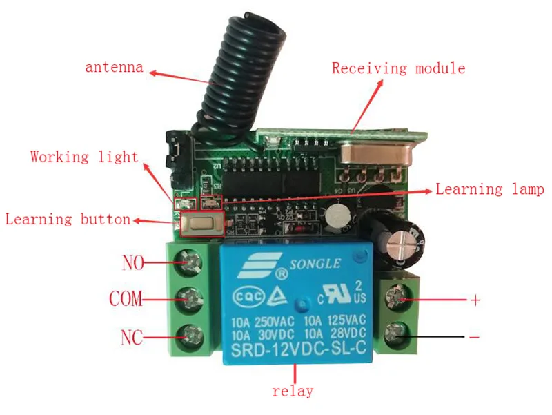 DC12V 24 V Универсальный RF Беспроводной дистанционного Управление обучения код передатчик и приемник модуль для автоматических ворот с электроприводом для замочной скважины в двери