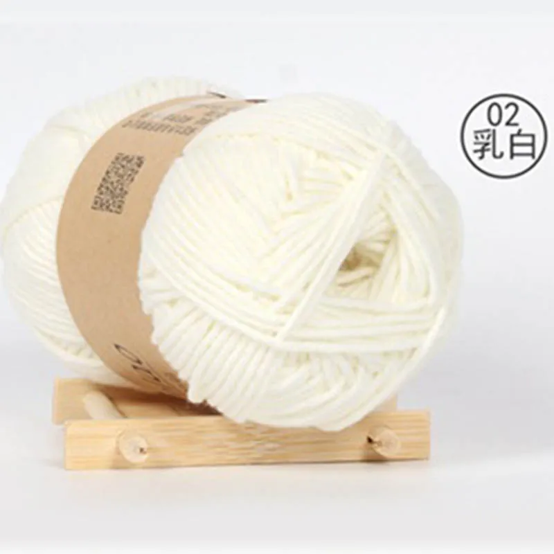 02 Молочная хлопчатобумажная шерстяная линия вязания крючком пряжа Мягкая ручная вязка для одежды шарф шляпа для самостоятельного изготовления аксессуары для вязания 50 г/шт - Цвет: 02
