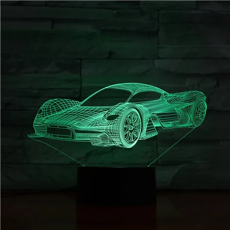 3D 1475 спортивный автомобиль 7 цветов лампа Акриловая Оптическая иллюзия с USB