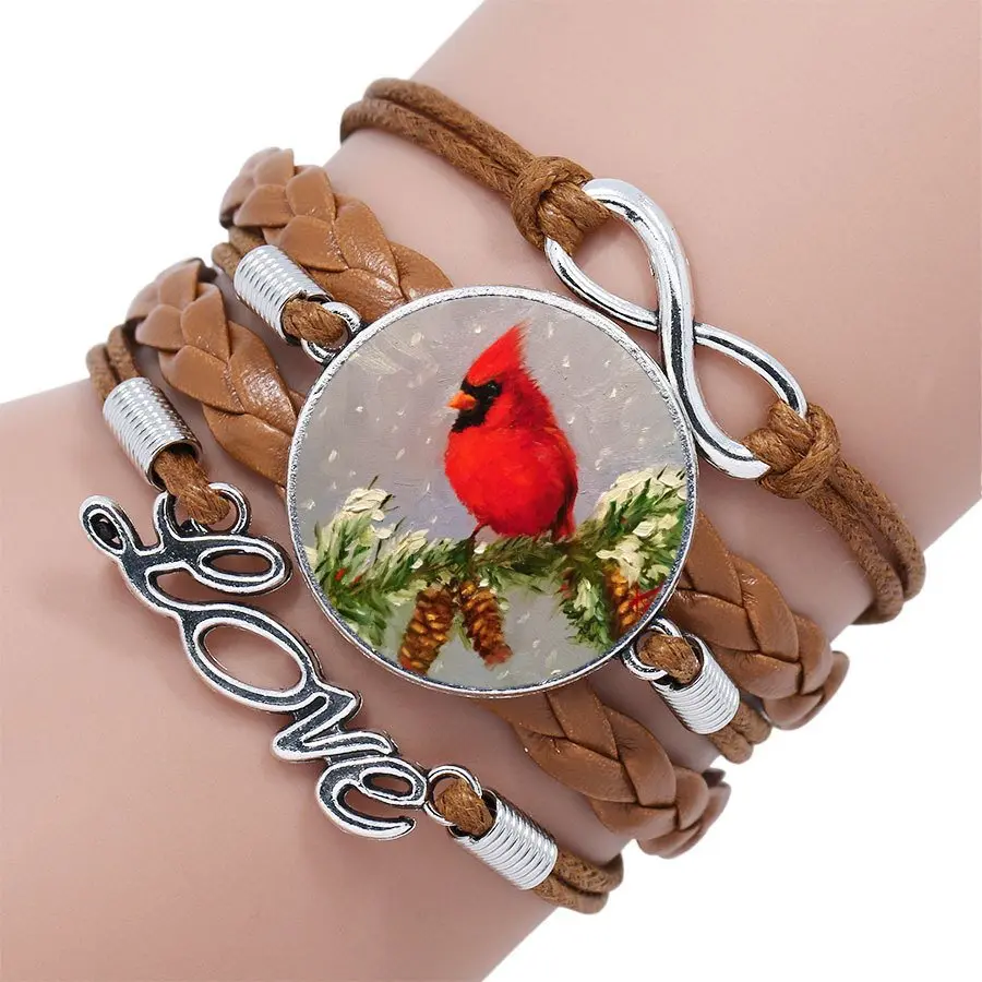 Cardinal Bird For Lovers Best Friendship известный бренд ювелирное изделие со стеклянным кабошоном