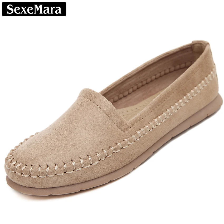2017 Летние Туфли Женщины Кожаные Плоские Обувь Повседневная Мокасины Скольжения