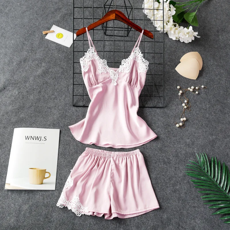 Розовый летний ночной халат сексуальный женский комплект из 2 предметов топ на