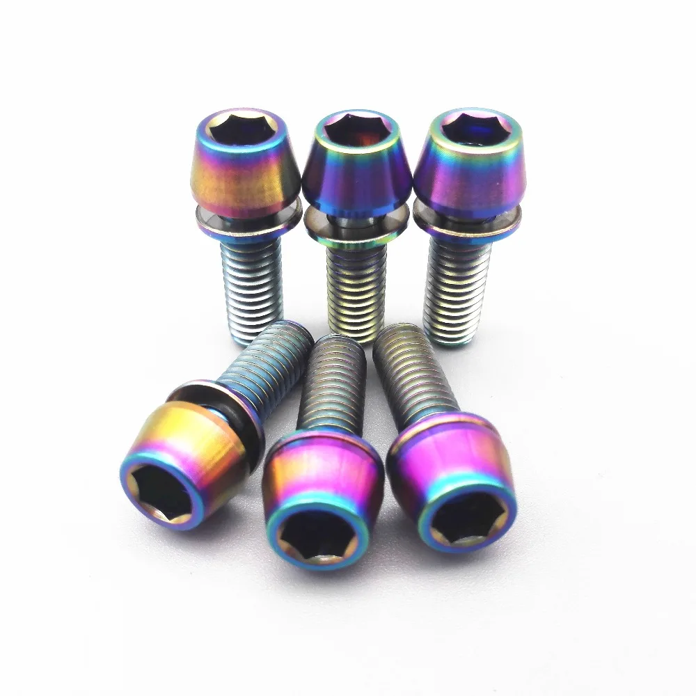 M6 x16/18/20mm Titanium bolts 4 Stem Handle Bar Gold color Cone w/ washe Headed Hexagon Socket Ti screws 4pcs | Обустройство дома