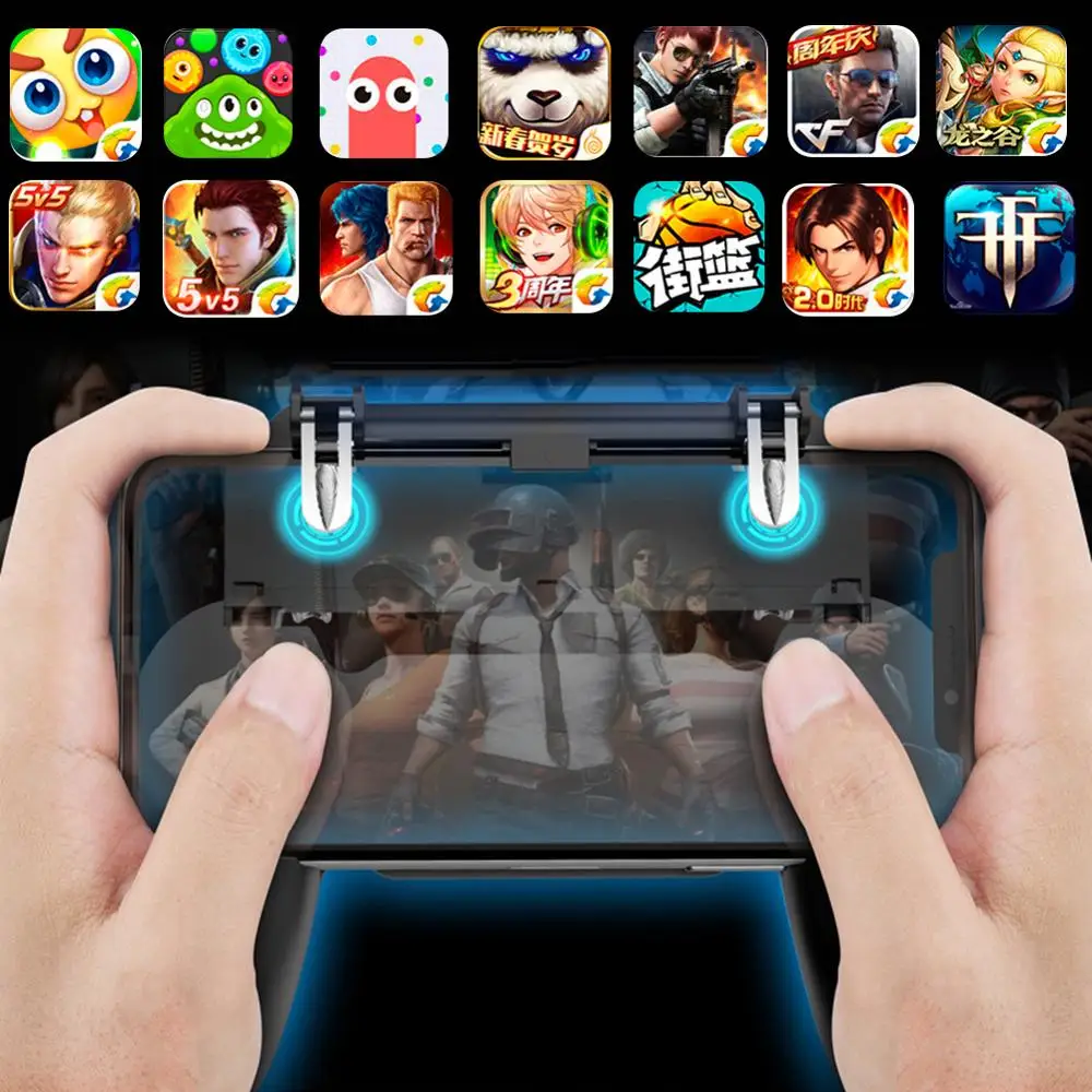 Мобильный игровой контроллер All-in-One, fortned Free Fire PUGB PUBG, мобильный джойстик, геймпад, металлическая кнопка L1 R1 для iPhone, подставка под руку