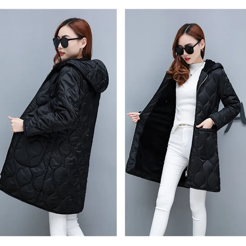 

UHYTGF M-4XL Plus size parka Women Winter Down Jacket Slim Lady Outerwear zipper Hooded Warm long Cotton Coat parkas Ladies1018