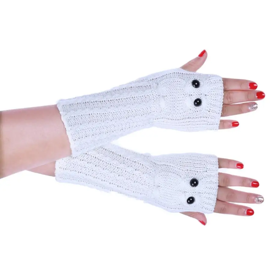 Модные вязаные перчатки без пальцев с совой Guantes мягкие теплые Luvas femininas para o inverno |