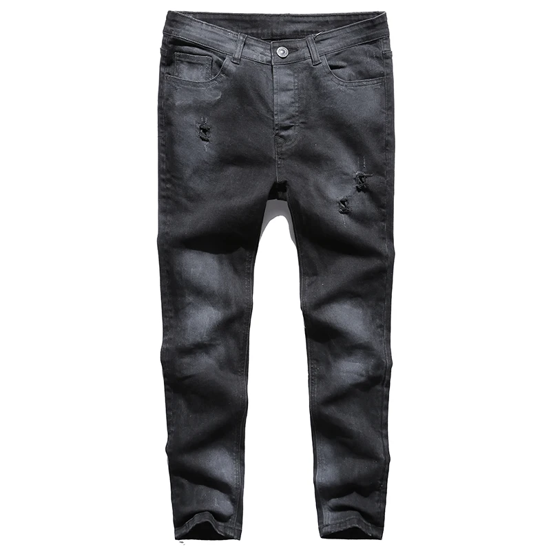 Модные Винтаж Для мужчин s Рваные джинсы Штаны Slim Fit Проблемные хип хоп Denim Новая