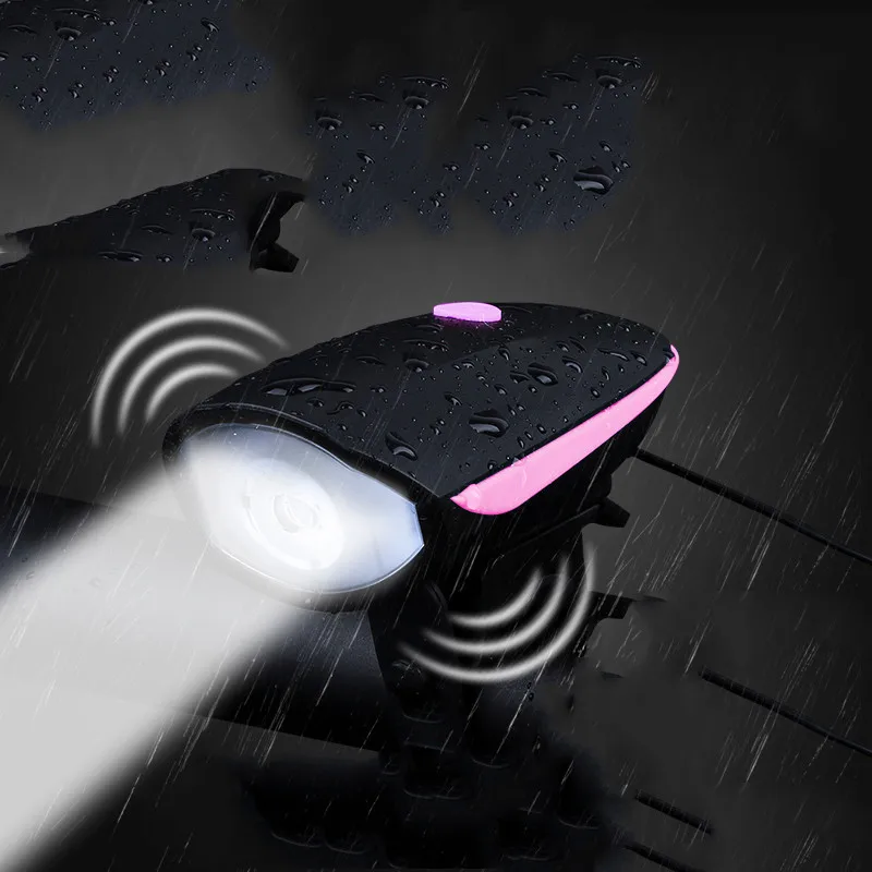 Велосипедный фонарь Usb Перезаряжаемый велосипедный передний свет, светодиодный фонарь встроенный Рог фонарик для велосипеда, велосипедная лампа Аксессуары для велосипеда - Цвет: PINK