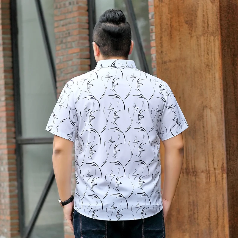 Повседневные мужские рубашки большого размера весна лето с принтом коротким