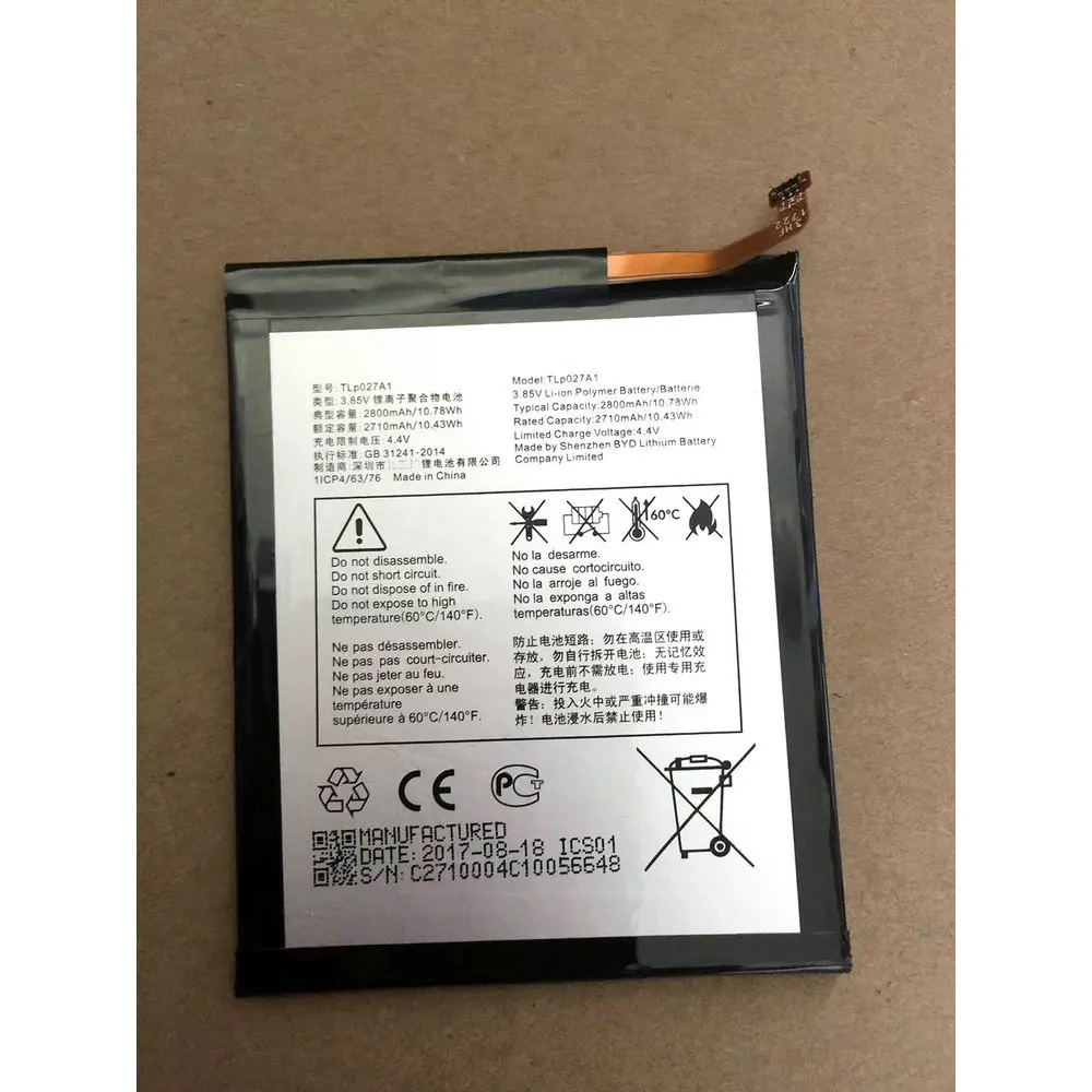 

Аккумулятор TLP027AC TLp027AJ, 2710 мАч, для смартфонов Alcatel Idol 5 OT 6058D - A5 5085D TCL 750 X1 PLUS A5 LED 5085D 5085Y