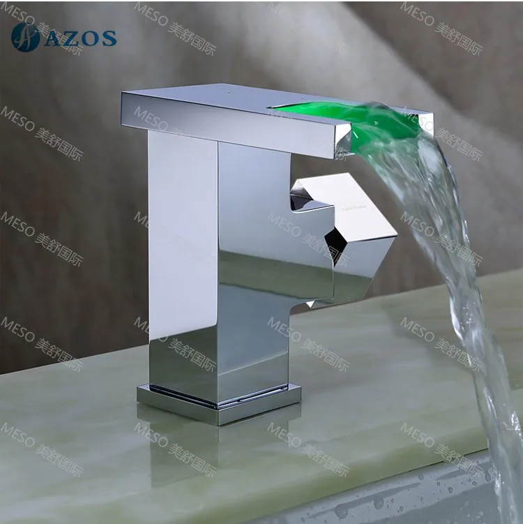 Смесители для раковины в ванную комнату светодиодный светильник хромированный