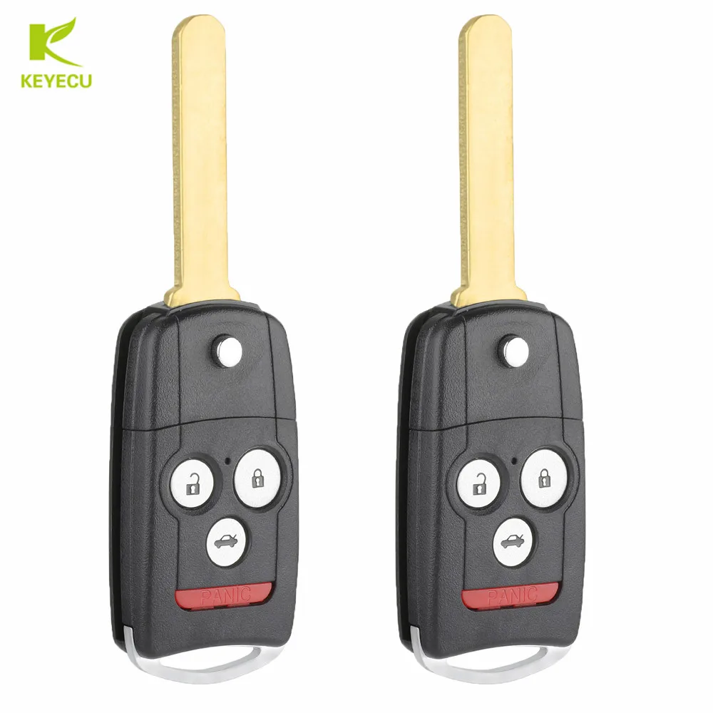 Запасной дистанционный ключ KEYECU 2 шт./лот 4 кнопки для Acura TL TSX ZDX 2009 2014 FCC ID|Ключ от