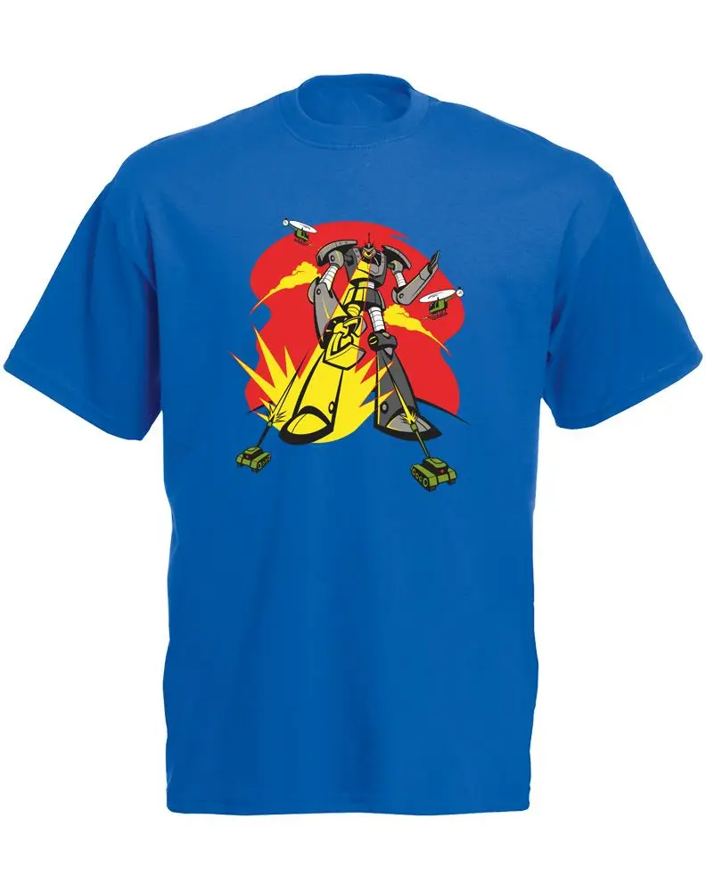 2017 Лето Футболка Робот Атаки Экипаж Шеи Регулярный Короткий Футболку Для Мужчин|t