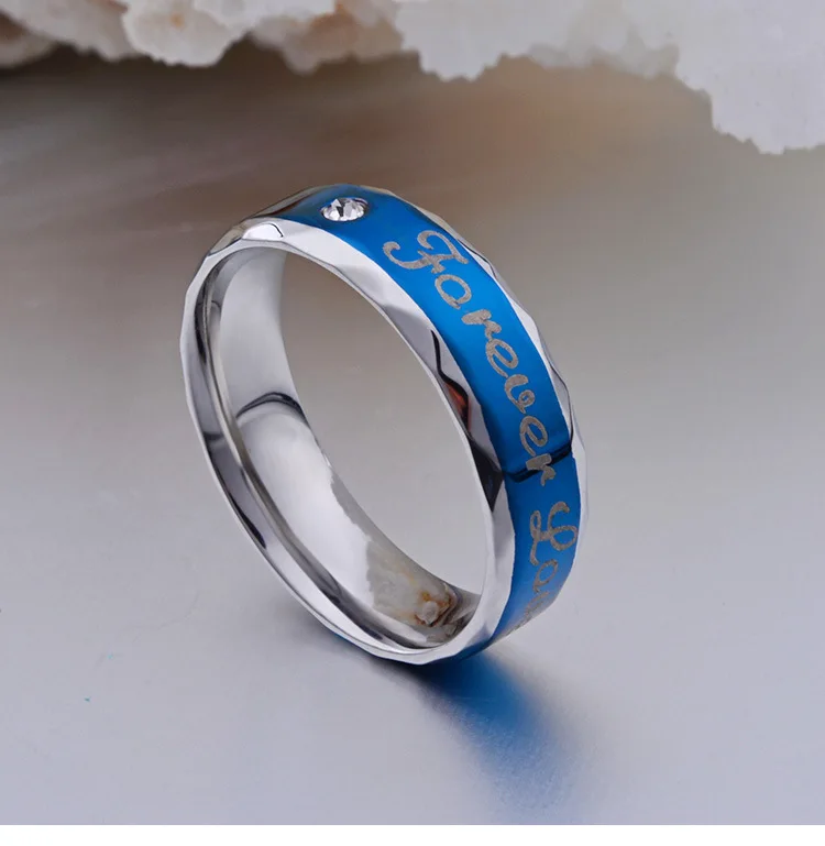 Кольцо из титановой стали Blue forever love | Украшения и аксессуары