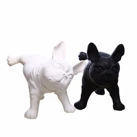 black and white plastic french bulldog dog mannequin with revolved head for display