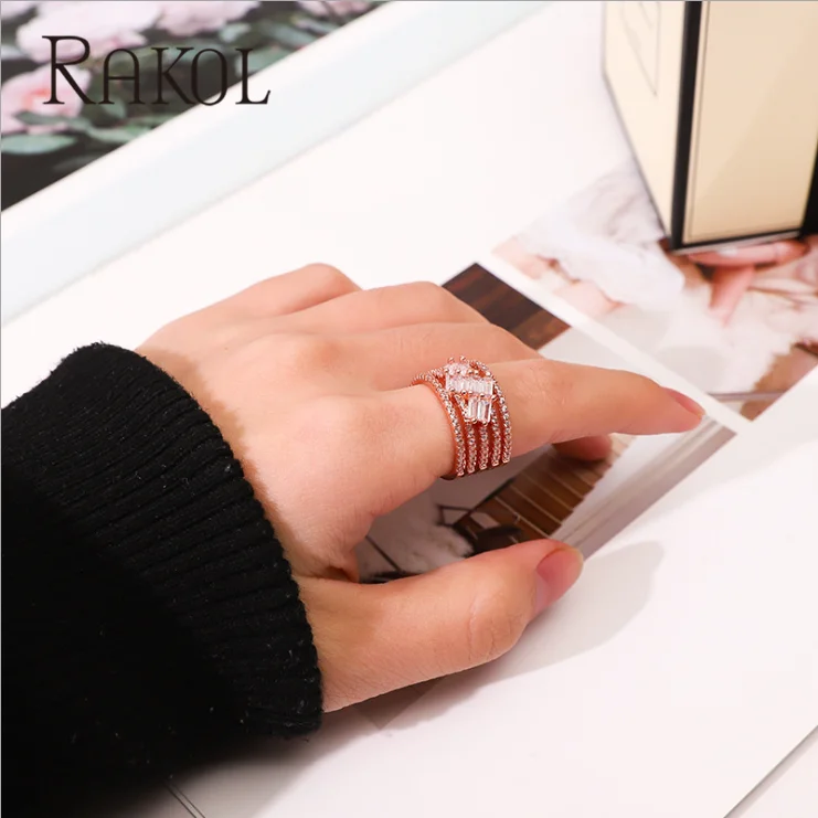 RAKOL Новое поступление корейский стиль микро-циркон многослойное простое модное