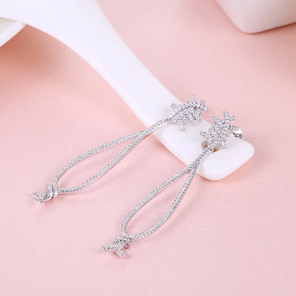 Seanuo Luxury 100% Sterling Silver Big Water Drop Full CZ Stone Earrings Jewelry For Women Fashion Female Engagement on - Украшение для ушей из стерлингового серебра с большим подвесом из камня CZ в стиле Seanuo Luxury для женщин моды и помолвки