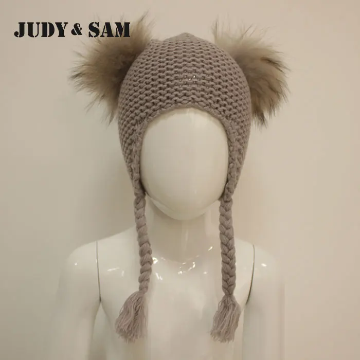Телая вязанная детская шапка с меховыми помпонами.12 цветов.|fur pompom hat|pompom hatbeanie hat |