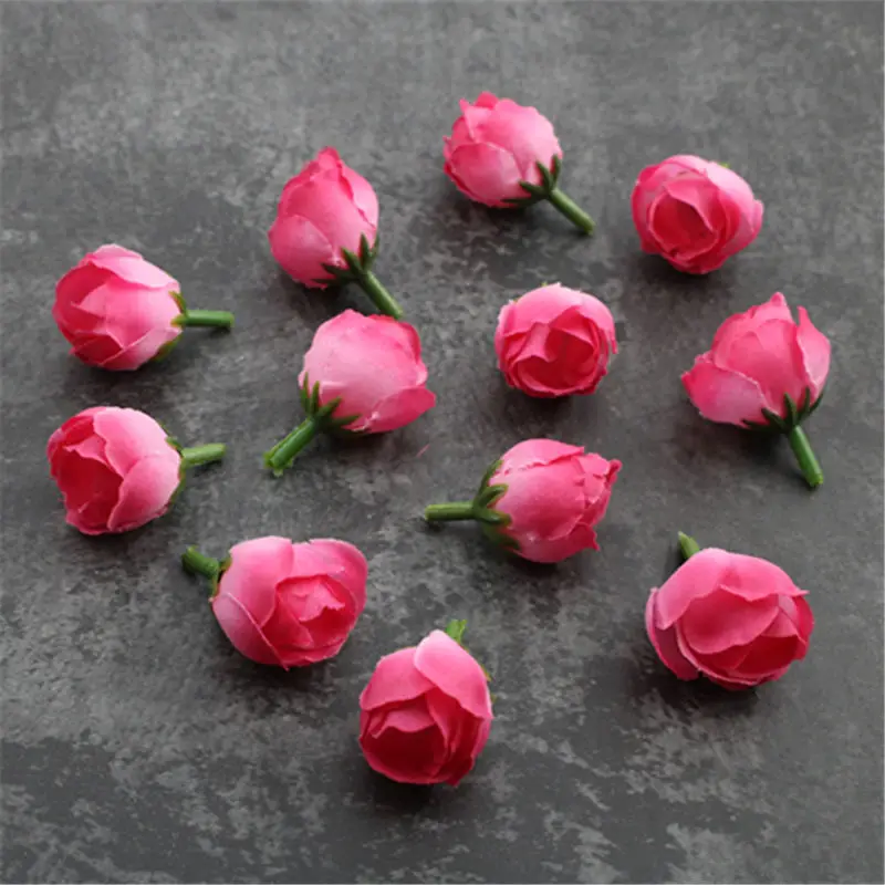 rose red 10/50 шт./лот с накатанной головкой шелковые головки цветов для свадьбы Искусственные цветы Декорации для вечеринки на день рождения Искусственный подарки цветок DIY аксессуары - Цвет: rose red