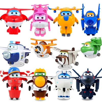 12pcs/lot Super Wings Mini Airplane ABS Robot toys Action Figures Wing Transformation Jet Animation Children Kids Gift | Игрушки и хобби