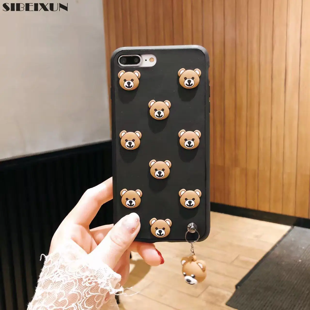 Силиконовый чехол SIBEIXUN для iphone X Xs 3D с мультяшным медведем 6 6s 7 8 plus милый |