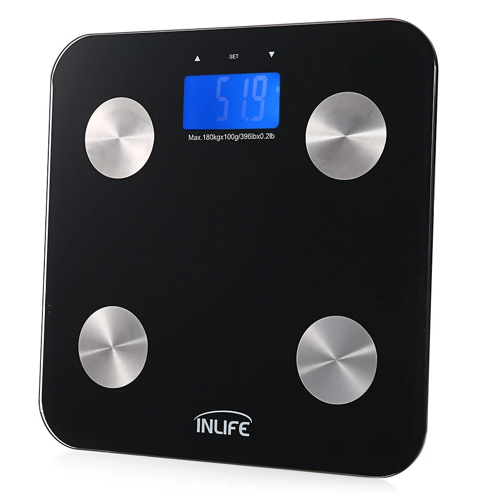 Inlife FB-12 Измерения Смарт Цифровой ИМТ Bluetooth Жира Вес Масштаба с Большим ЖК- |