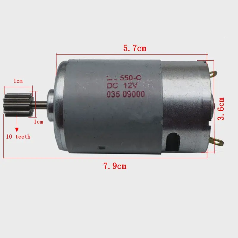 DC мотор 12V детский привод для электрического трехколесного велосипеда 550, Детская Игрушечная машина 550 12V 9000rpm двигатель с зубцами gear10