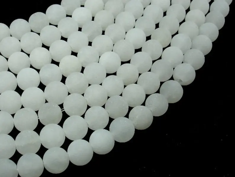 

Wholesale Matte Beads l White Jade Beads Round 4mm 6mm 8mm 10mm 12mm Dull Polished Round Loose Gem Stone Beads 15.5" strand