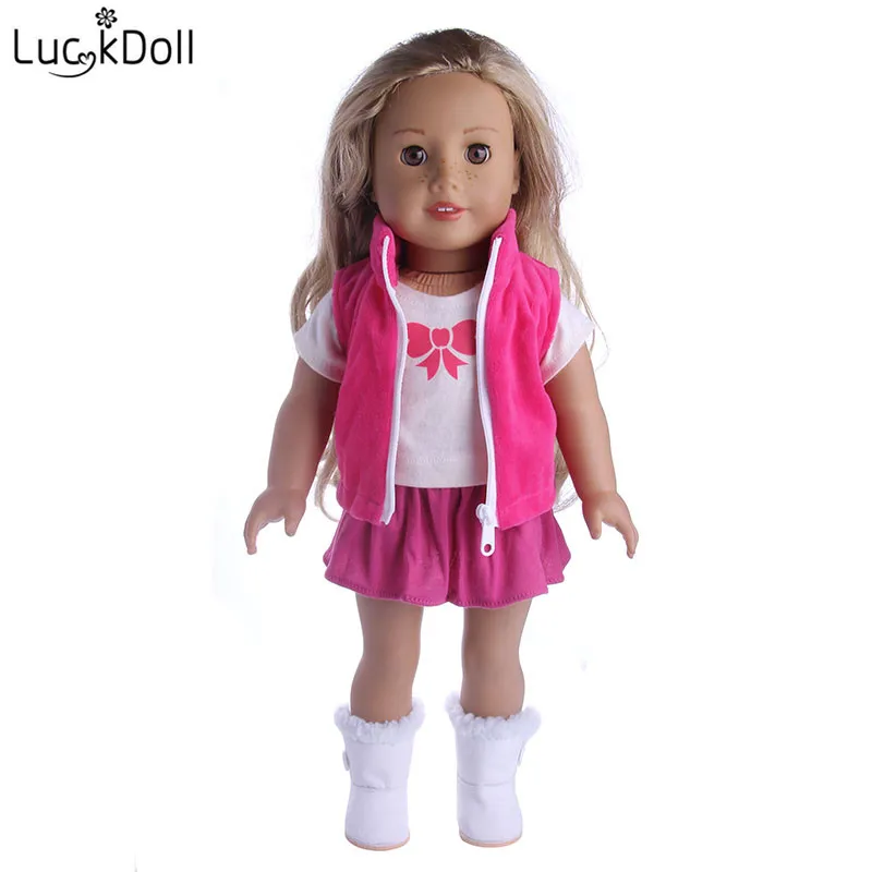 Одежда для кукол костюм с розово-Красной юбкой подходит 18 дюймов американский и 43