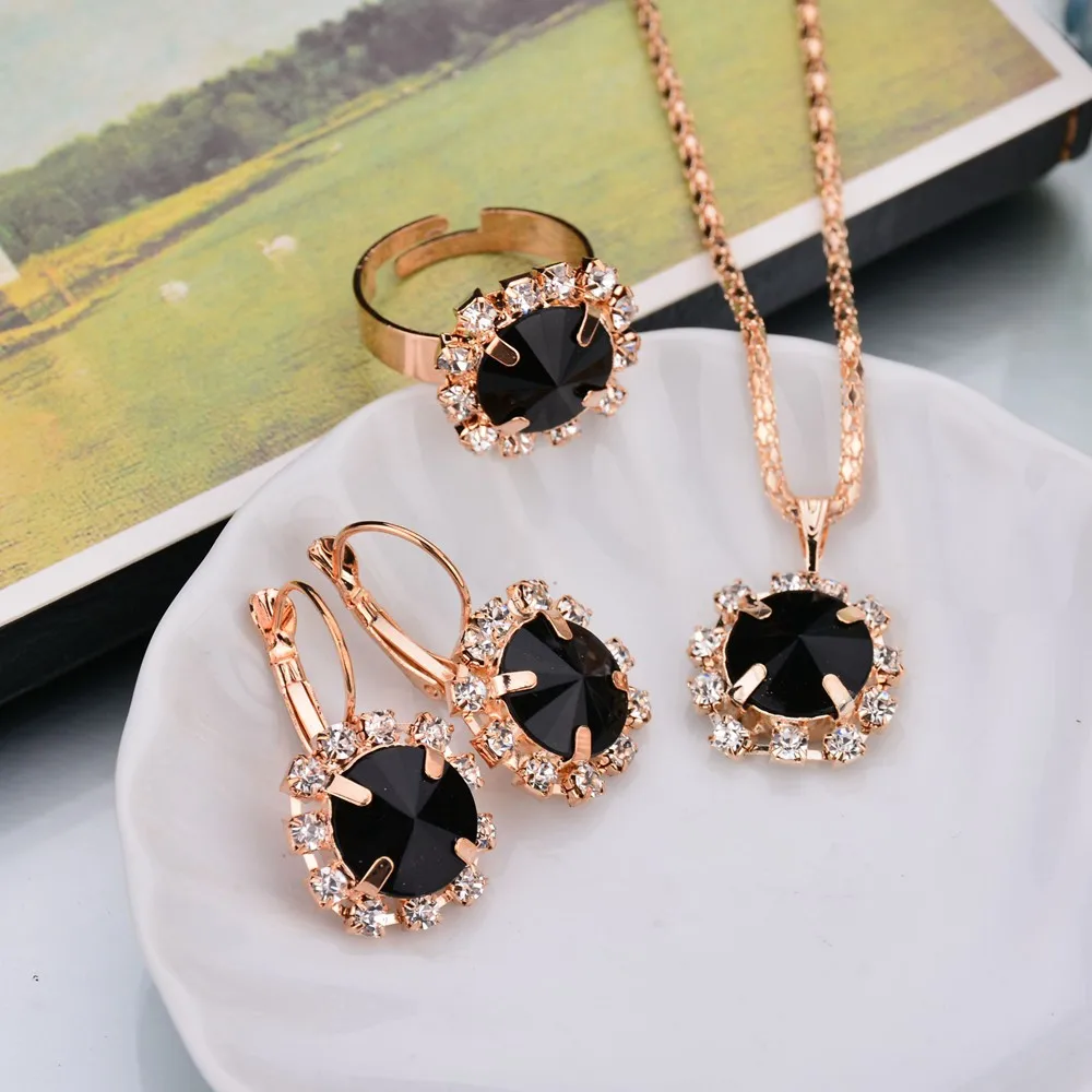 2019 Роскошные Ювелирные наборы Кристальные серьги вечерние кольца ожерелье