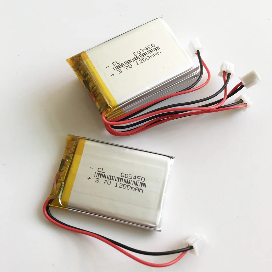 5 шт. 3,7 в 1200 мАч литий-полимерная LiPo аккумуляторная батарея JST 2,5 мм разъем подходит для gps DVD mobile PAD электронные книги 603450