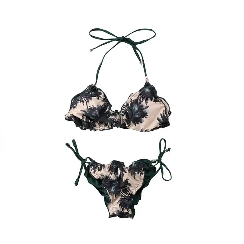 2018 бикини женский сексуальный купальник с принтом лямкой на шее комплект |
