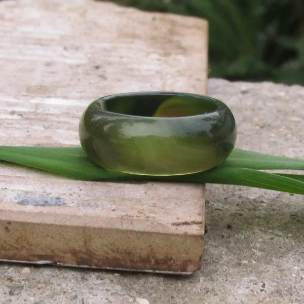 Натуральный оберточный зеленый агат кольца Нефритовое Кольцо Пара Кольца для