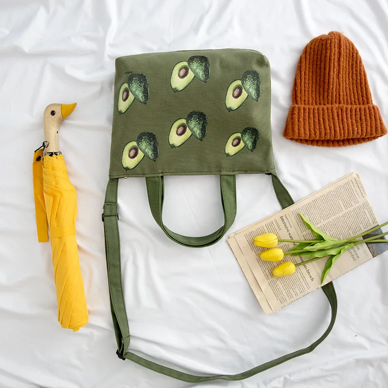 Женская Холщовая Сумка с принтом в виде фруктов повседневная сумка-мессенджер на