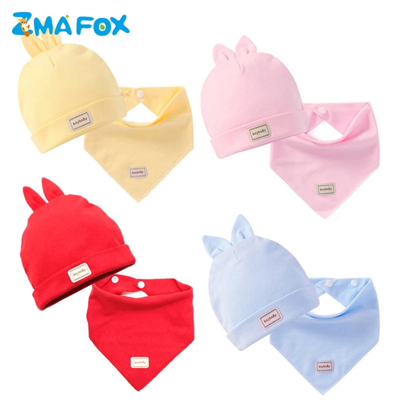 ZMAFOX шапка бини и нагрудники для новорожденных 2 шт. костюмы младенцев малышей