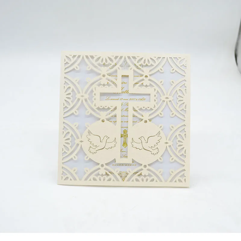 Полый лазерный разрез крест карманные Пригласительные открытки на свадьбу