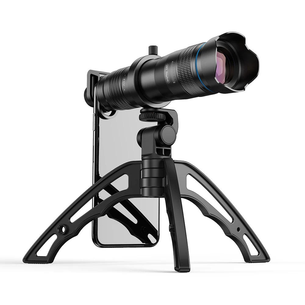 With tripod APEXEL 28X объектив для камеры, объектив телескопа+ штатив, телефото зум, HD монокуляр с дистанционным затвором для всех смартфонов - Цвет: With tripod