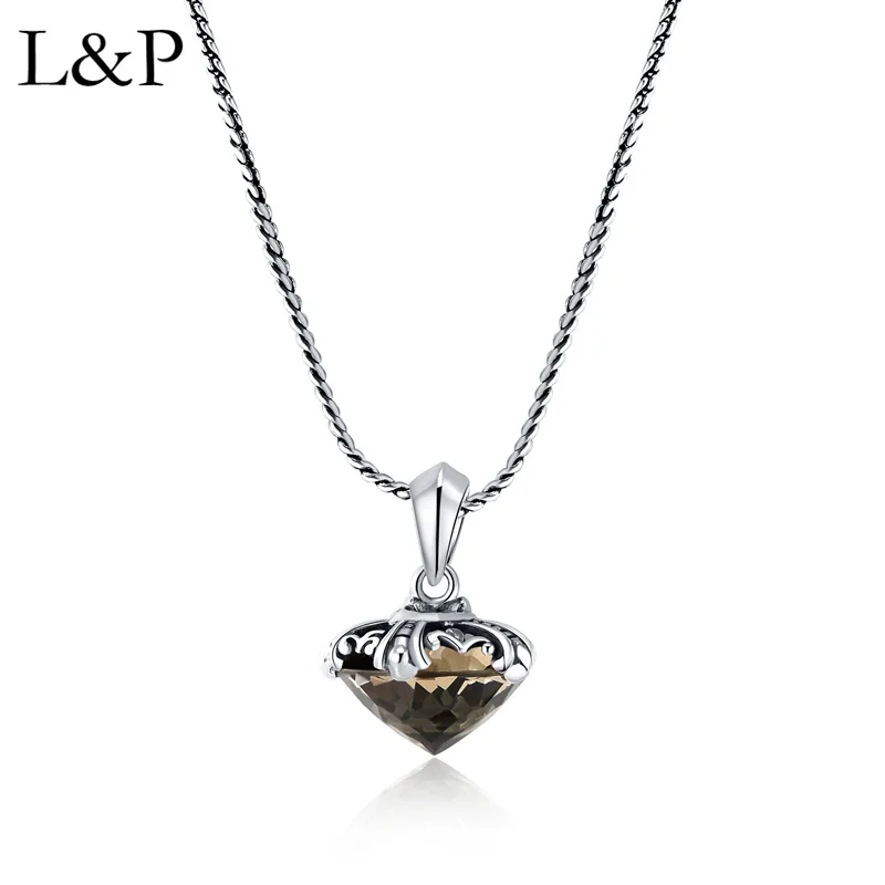 L &amp P винтажные дымчатые кварцевые кулоны и ожерелье для леди подлинные
