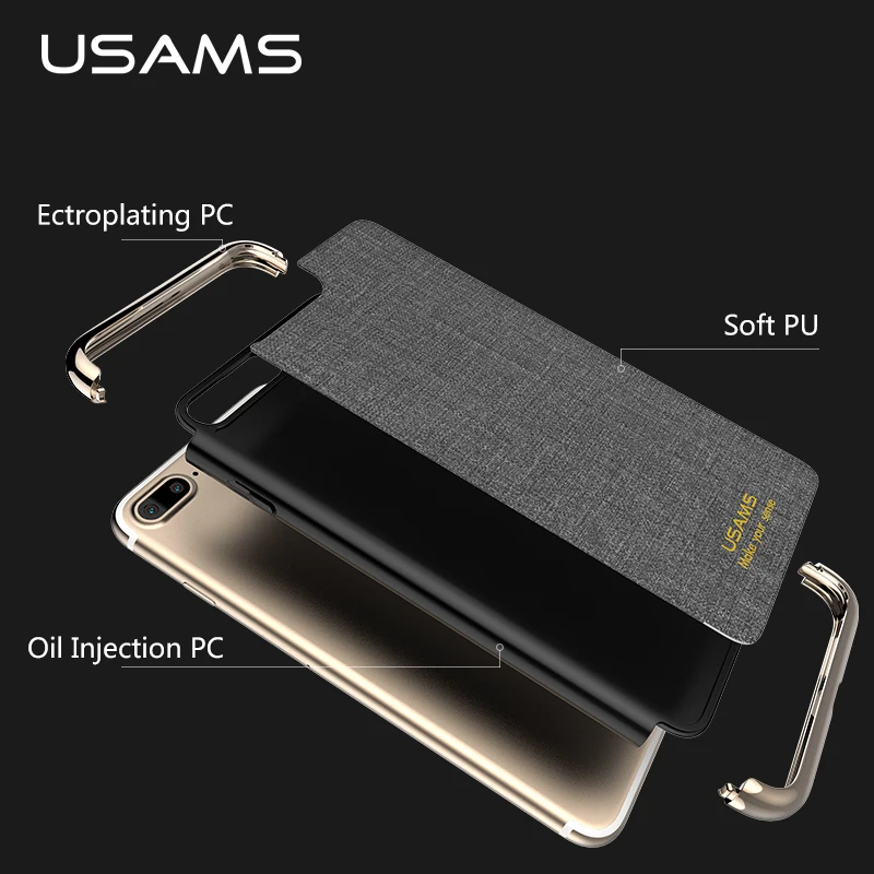 For iphone 7 &amp Plus Cover Case USAMS Elegant Series Plating PC+PU Three-splicing anti-knock Back for iphone7 cover |