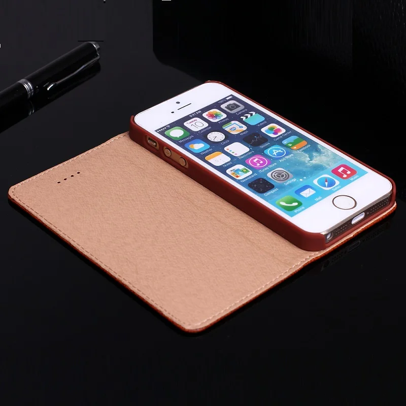 Solque Чехол-книжка из натуральной кожи для iPhone 5SE SE 5S 5, роскошный Магнитный смарт-чехол с подставкой, тонкий чехол для iPhone SE Litchi