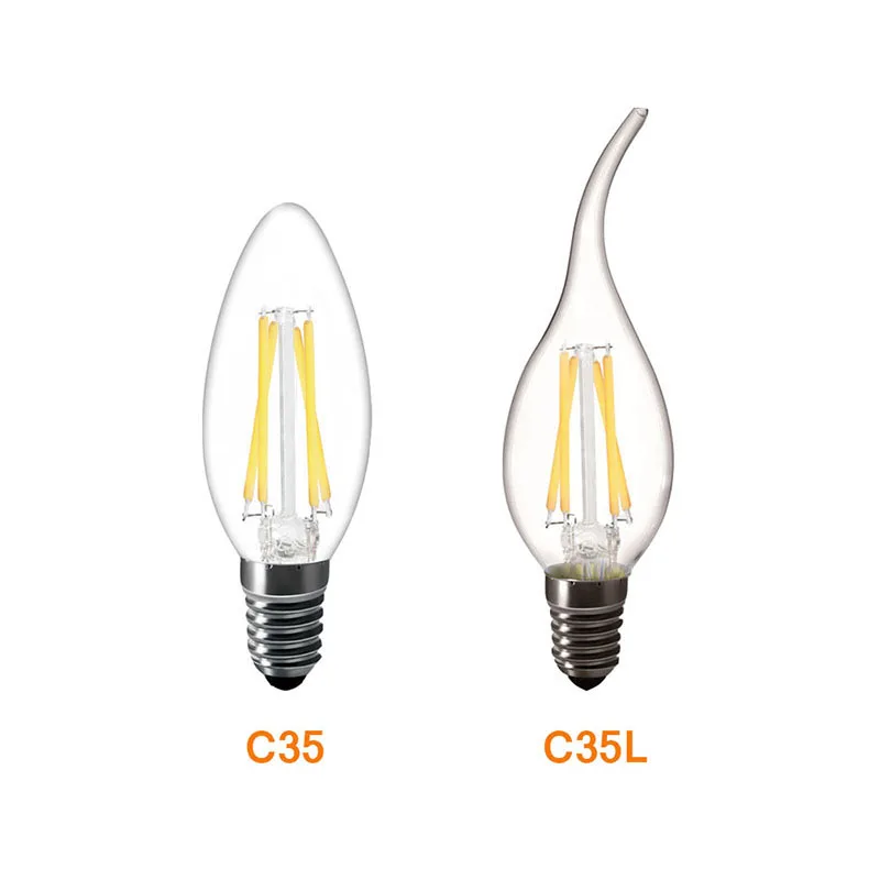 C35 A60 лампа накаливания E14 LED Винт для лампочки Светодиодная E27 стеклянная лампочка