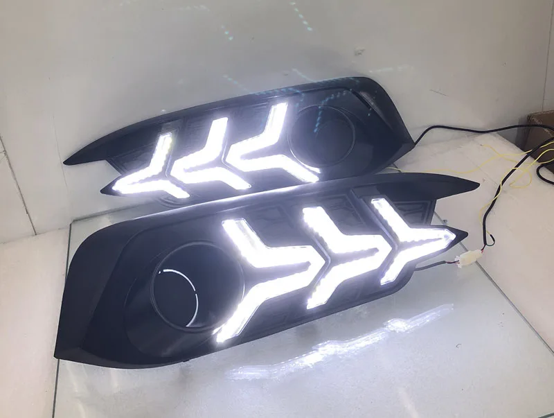 New design For Honda Civic 10th 2016 2017 12V Car LED DRL Daytime Running Lights fog lamp with Flowing Turn Yellow Signal | Автомобили и