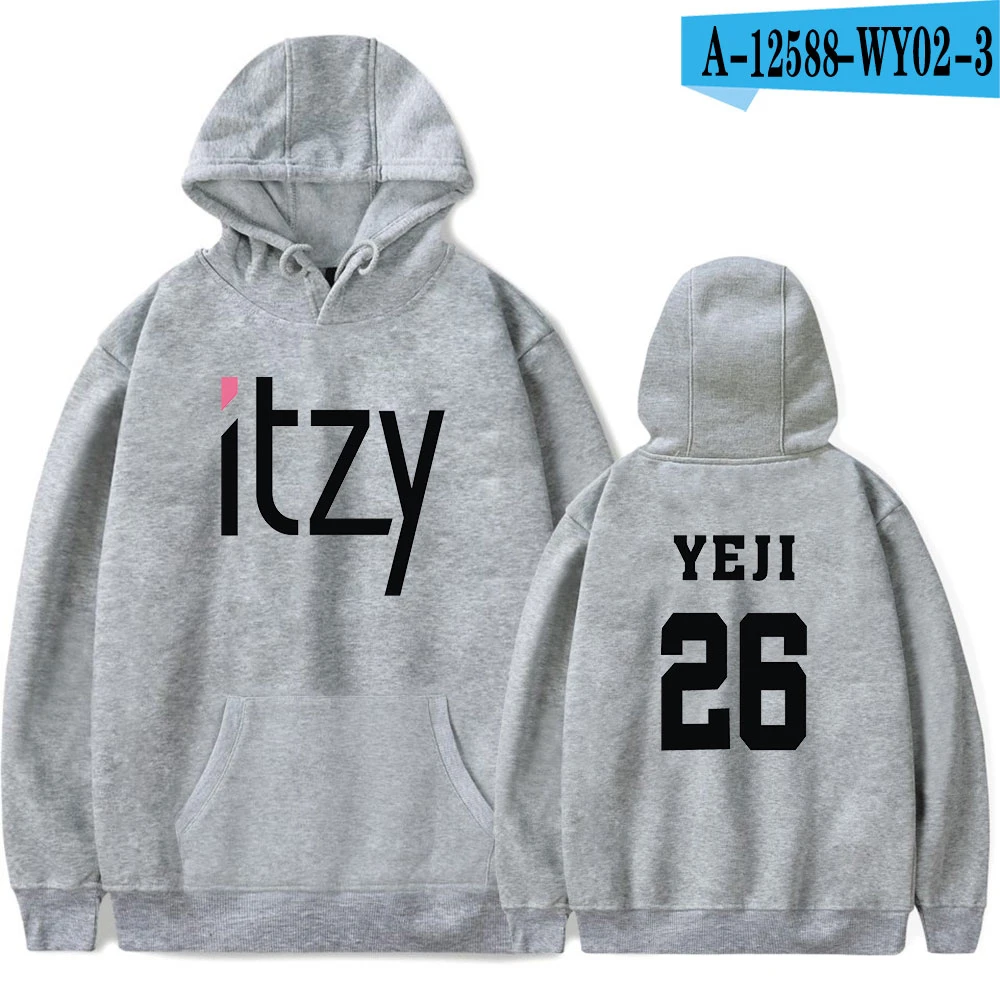 Itzy Kpop толстовки для мужчин Wo мужчин s толстовка с капюшоном свободные повседневные теплые толстовки свитшоты 6 цветов женский джемпер спортивные костюмы оверсайз - Цвет: gray