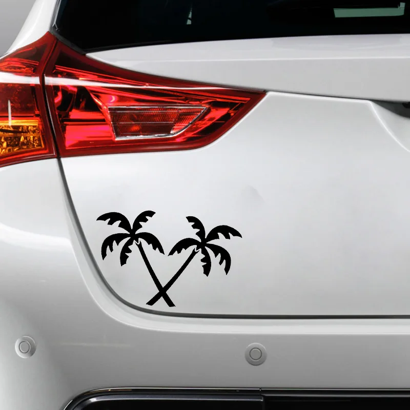 

QYPF 11.5cm*18.3cm Easy And Durable Cartoon Coconut Tree Vinyl Car Sticker Exquisitely Simple Window Decal C18-0442