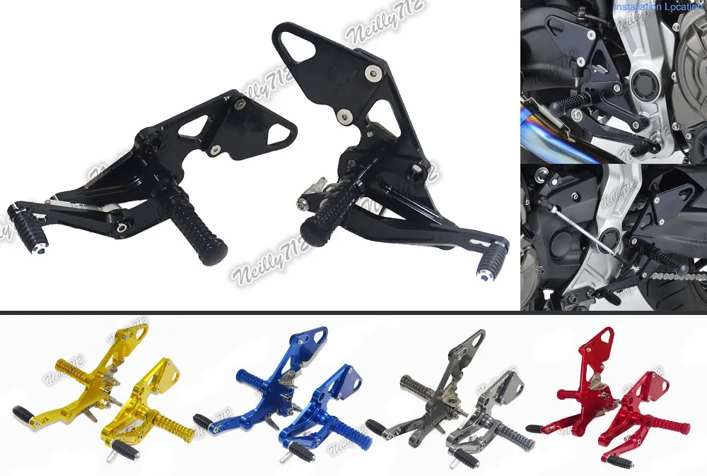 Waase ЧПУ Регулируемая Rider Сзади наборы для ухода за кожей Rearset Подножка для ухода за кожей ног колышки Yamaha MT-07 MT07 FZ-07 FZ07 2013